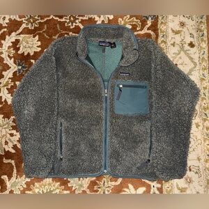 Patagonia Retro Cardigan Charcoal Grey Green Deep Pile X Fleece VTG 2001 Small